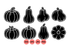 Black Pumpkin Silhouette Vector Clipart For Fall Designs Product Image 1