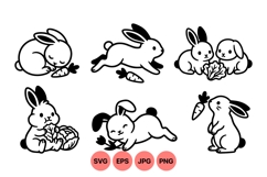 Black and White Bunny Silhouettes for Kids Crafts Product Image 1