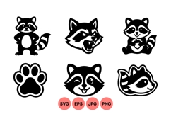 Cute Raccoon Vector Icons for Crafts and Design Product Image 1