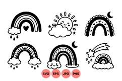 Whimsical Rainbow And Cloud Clipart Product Image 1