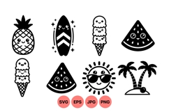 Cute Kawaii Summer Icons For Craft Projects Product Image 1
