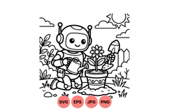 Cute Robot Gardening Clipart Illustration Design Product Image 1