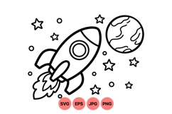 Hand Drawn Rocket And Space Illustration Design Product Image 1