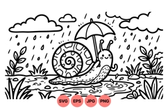 Hand Drawn Snail With Umbrella Rain Illustration Product Image 1