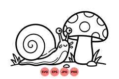 Whimsical Snail With Mushroom Vector Illustration Product Image 1