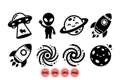 Cute Space Alien Illustrations For Crafts Product Image 1