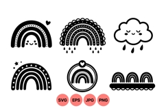 Hand Drawn Rainy Day Rainbow And Cloud Clipart Product Image 1