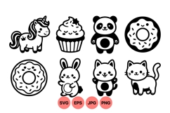 Cute Animal And Sweet Snack Clipart Product Image 1
