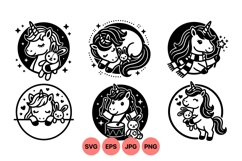 Adorable Unicorn With Bunny Vector Illustration Product Image 1