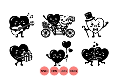 Cute Heart Character Vector Clipart For Valentines Product Image 1