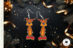 Funny Reindeer Earrings | Christmas Laser Cut Earrings SVG Product Image 2