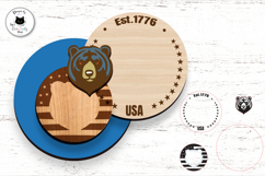 Round Patriotic Bear Sign SVG | Layered USA Sign Laser Cut Product Image 3