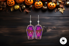 Bat Coffin Halloween Earrings | Spooky Dangle Earrings SVG Product Image 2