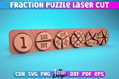 Fraction Puzzle Laser Cut | Puzzle Game Laser Cut | CNC File Product Image 1