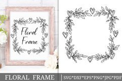 Floral Wreath Svg Cut File. Square Leaves Frame Png. Product Image 1