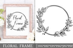 Floral Wreath Svg Cut File. Circle Leaves Frame Png Clipart Product Image 1