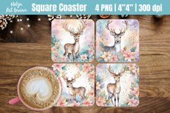 Square Coaster Sublimation | Christmas Cute deer Product Image 1