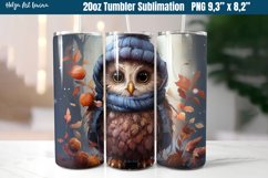 Owl 20 OZ Skinny Tumbler Sublimation | Autumn PNG Product Image 1