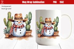 Snowman Cowboy Christmas Mug Wrap 15 oz Sublimation Product Image 1