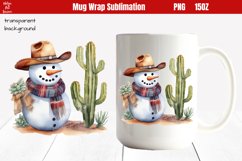 Snowman Cowboy Christmas Mug Wrap 15 oz Sublimation Product Image 1