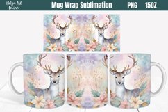 Cute Deer Mug Wrap 15 oz Sublimation Product Image 1