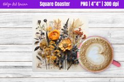 Square Coaster Sublimation | Herbarium Flowers PNG Product Image 1