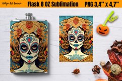 Hip Flask 8 oz Sublimation | Catherine skull Product Image 1