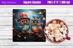 Owl Square Coaster Sublimation Product Image 1