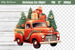 Christmas Car watercolor ClipArt Product Image 1