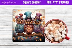 Owl Square Coaster Sublimation Product Image 1