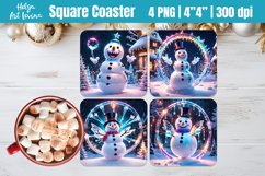 Square Coaster Sublimation | Christmas Ice Snowman Product Image 1