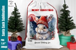 Christmas Santa Sack Sublimation | Watercolor Bunny Product Image 1