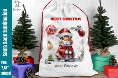 Christmas Santa Sack Sublimation | Watercolor Bunny Product Image 1