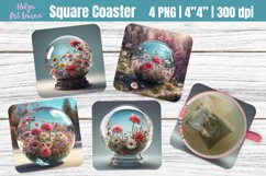 Square Coaster Sublimation |3d flowers Product Image 1