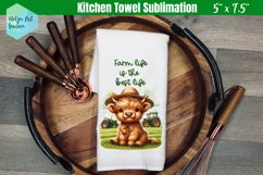 Kitchen Towel Sublimation | Cute cow farmer Product Image 1