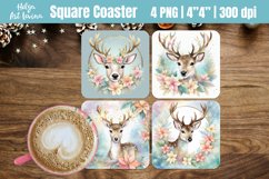 Square Coaster Sublimation | Christmas Cute deer Product Image 1