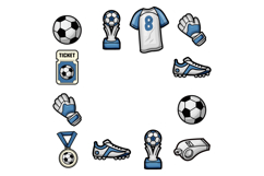 Frame art of sports football and soccer isolated on white ba Product Image 1