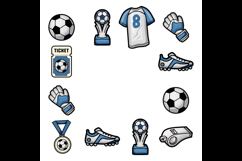 Frame art of sports football and soccer isolated on white ba Product Image 2