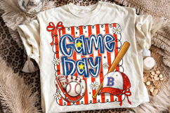 Baseball Coquette Bow Game Day PNG, Baseball Mama PNG Product Image 1
