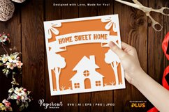 Home Sweet Home with Flowers and Trees Papercut Product Image 1
