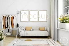Frame Mockup Living Room, PSD JPG PNG Product Image 1