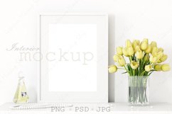 Minimalist frame mockup with yellow flowers Product Image 1