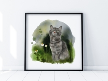 Watercolor Cat Illustration PNG Hand Drawn |Sublimation Product Image 2