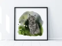 Watercolor Cat Illustration PNG Hand Drawn |Sublimation Product Image 2