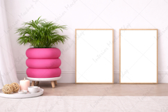 minimal frame mockup, beige wall interior, blank picture frame, modern decor mockup, neutral tones, scandinavian style home, wall art mockup