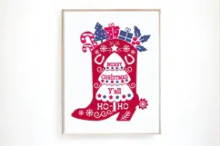Cowboy Christmas SVG cut file Happy Merry Christmas Y'all Product Image 4