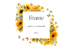 Frame sunflowers and butterflies