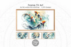 Frame TV art collection shows watercolor painting featuring koi fish in a pond.
