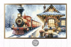Vintage Christmas train Tv Frame photos 