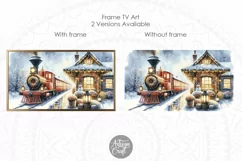 Christmas Train TV Art, Christmas Frame TV art, snow man Product Image 2